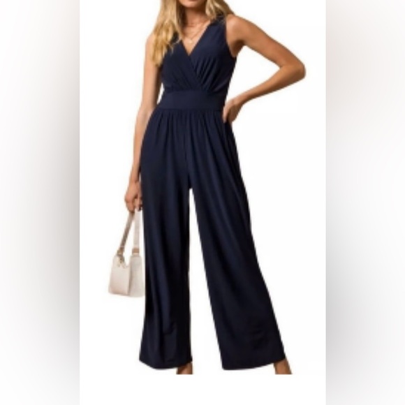 Gilli Pants - Gilli Deep Blue V-Neck Sleeveless Jumpsuit